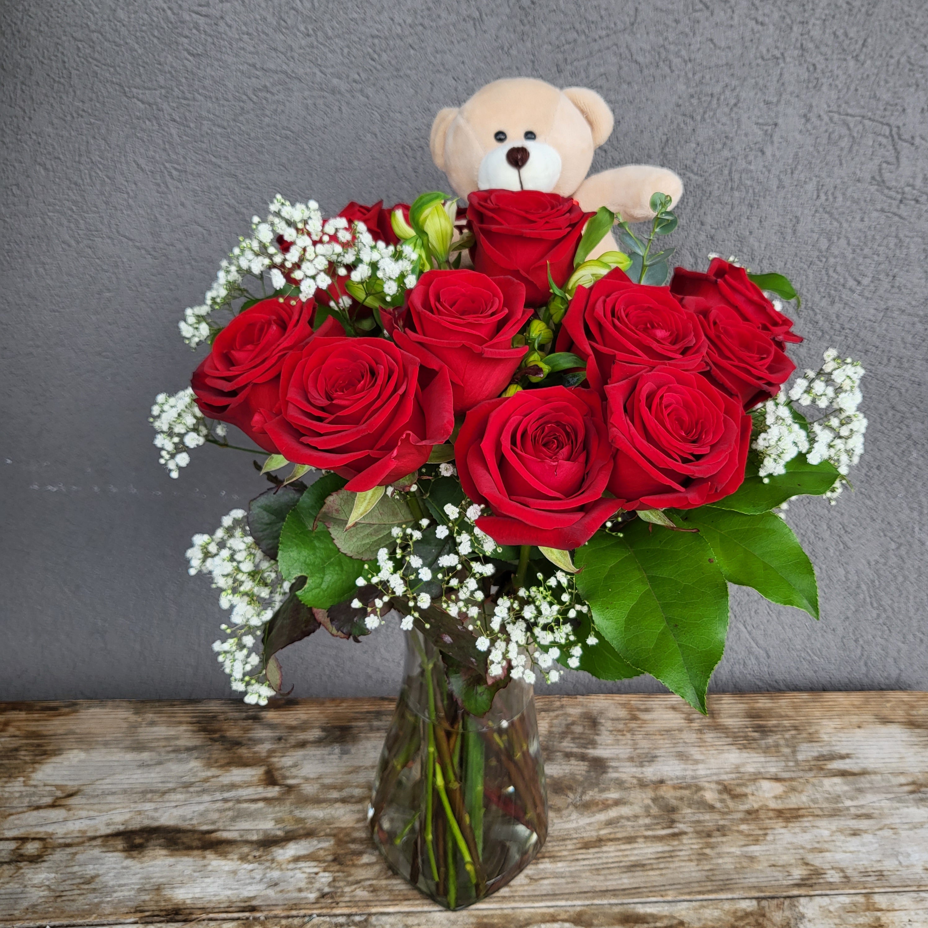 HC-171 Roses vase with Teddy Bear